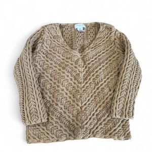 Jones-new-york Women's Tan and Brown Jumper